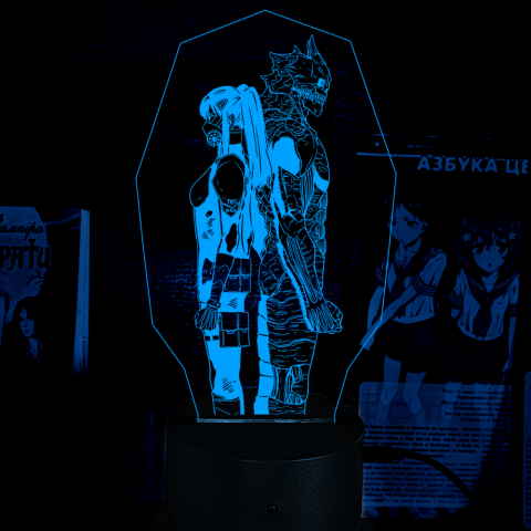 Акриловий 3D світильник-нічник Міна та Кафка «Кайдзю номер вісім»