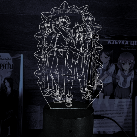 Акриловий 3D світильник-нічник Людина-бензопила (Chainsaw Man)