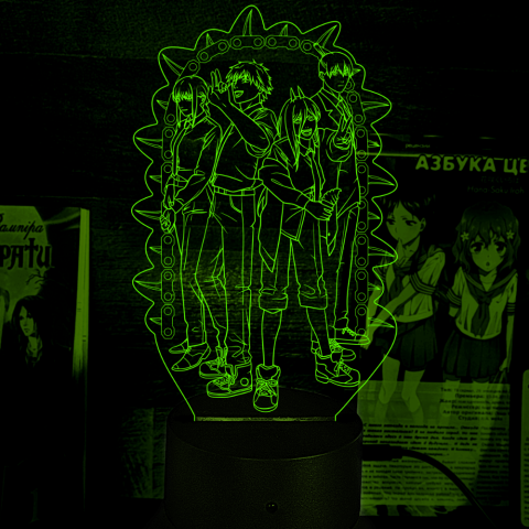 Акриловий 3D світильник-нічник Людина-бензопила (Chainsaw Man)