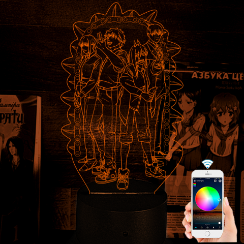 Акриловий 3D світильник-нічник Людина-бензопила (Chainsaw Man)