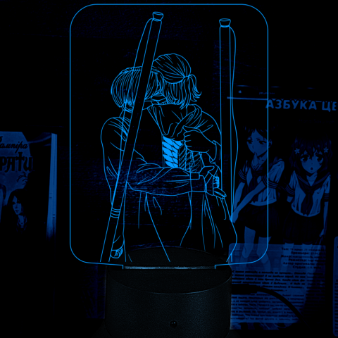 Акриловий 3D світильник-ночник Леві Аккерман та Ханджі Зое із «Атаки титанів»