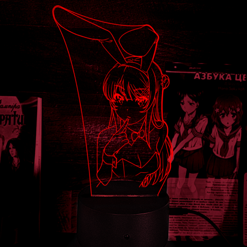 Акриловий 3D світильник-ночник Маї Сакурадзима Цей дурний свин не розуміє мрію дівчинки-зайчика!