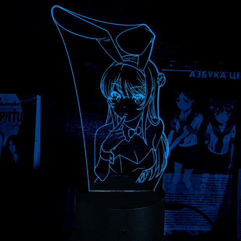 Акриловий 3D світильник-ночник Маї Сакурадзима Цей дурний свин не розуміє мрію дівчинки-зайчика!