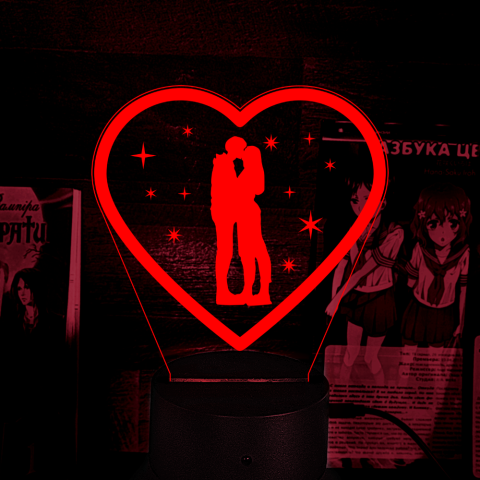 Акриловий 3D світильник-нічник почуття