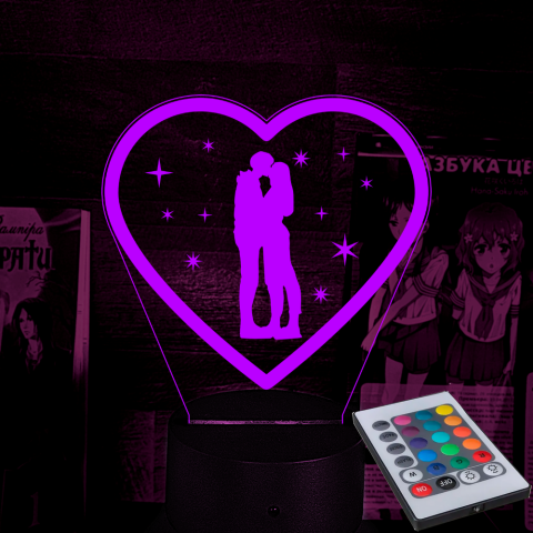 Акриловий 3D світильник-нічник почуття