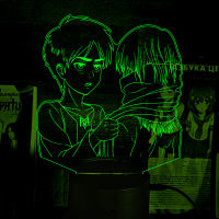 Акриловий 3D світильник-нічник Мікаса Акерман та Ерен Йегер Атака Титанів