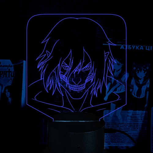 Акриловий 3D світильник-ночник Атака Титанів Ерен Йегер