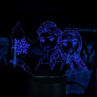 Акриловый 3D светильник-ночник Холодное сердце Эльза и Анна