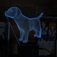 Акриловый 3D светильник-ночник собака