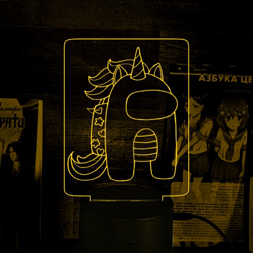 Акриловий 3D світильник-нічник Among Us Єдиноріг