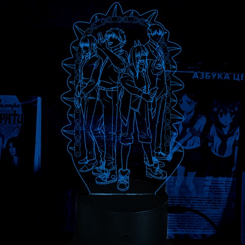 Акриловий 3D світильник-нічник Людина-бензопила (Chainsaw Man)