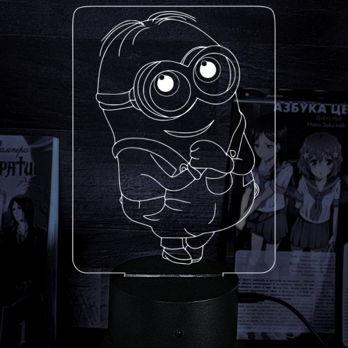 Акриловий 3D світильник-ночник Посіпаки Боб "Нікчемний я"