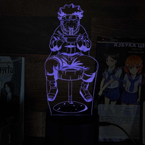 Акриловий 3D світильник-нічник Наруто їсть рамен