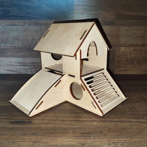 Будиночок для гризунів з гіркою та сходами 200х200х175 мм