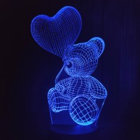 Акриловий 3D світильник-нічник ведмідь із серцем
