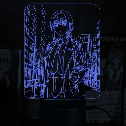 Акриловий 3D світильник-нічник Макіма Людина-бензопила (Chainsaw Man) 4