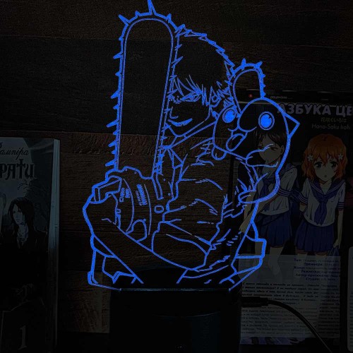 Акриловий 3D світильник-нічник Людина-бензопила (Chainsaw Man)