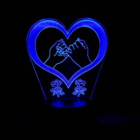 Акриловый 3D светильник-ночник сердце 2