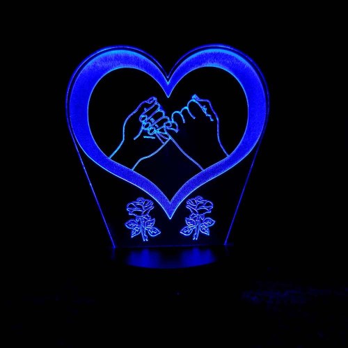 Акриловий 3D світильник-нічник серце 2