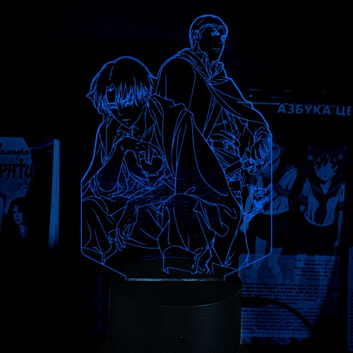 Акриловий 3D світильник-ночник Леві Аккерман та Ервін Сміт із «Атаки титанів»