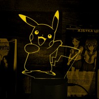 Акриловый 3D светильник-ночник Пикачу Покемон