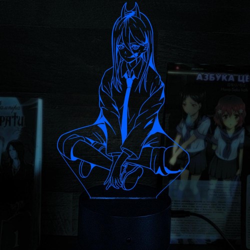 Акриловий 3D світильник-нічник Пауер Людина-бензопила (Chainsaw Man) 5