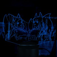 Акриловый 3D светильник-ночник Девушки-лисички аниме
