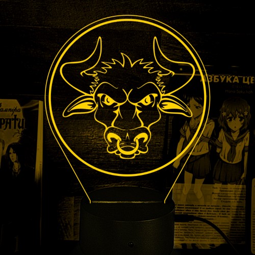Акриловий 3D світильник-нічник бик