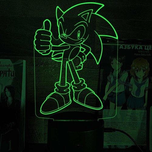 Акриловий 3D світильник-нічник Їжак Сонік