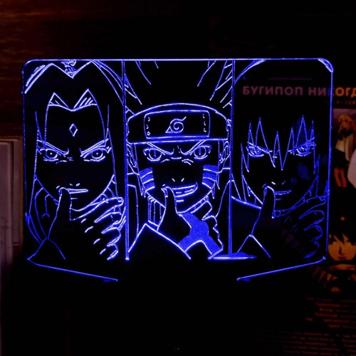 Акриловий 3D світильник-ночник Наруто Команда 7