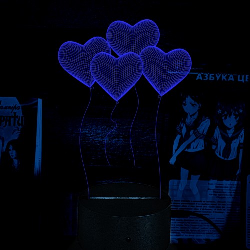 Акриловий 3D світильник-нічник серце
