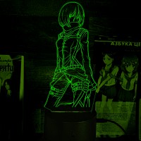 Акриловий 3D світильник-нічник Мікаса Акерман Атака Титанів