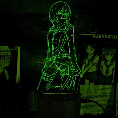 Акриловий 3D світильник-нічник Мікаса Акерман Атака Титанів
