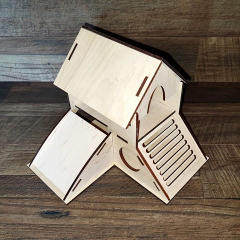 Будиночок для гризунів з гіркою та сходами 200х200х175 мм