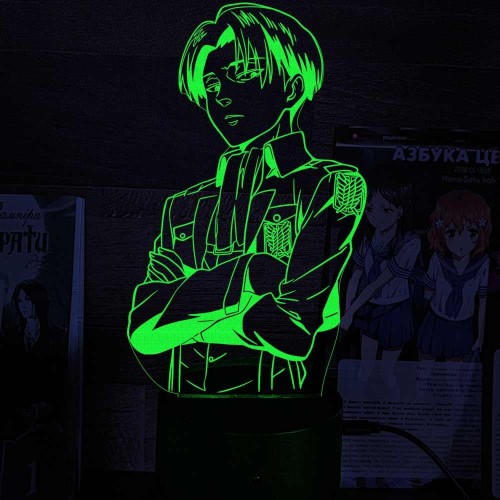Акриловий 3D світильник-нічник Леві Аккерман  Атака Титанів